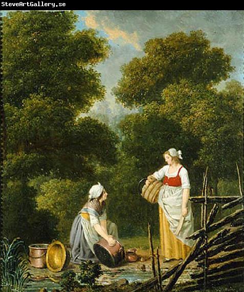 Pehr Hillestrom Two Maid Servants at a Brook